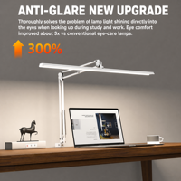 Lampe de bureau LED contemporaine en métal avec commande tactile et télécommande, anti-éblouissement, mémoire et minuterie pour l'étude, la chambre ou le bureau