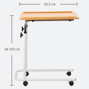 Adjustable Bedside <b>Table</b> 60.5 Cm Width With <b>Wheels</b> Hospital <b>Table</b> - Product Image 1