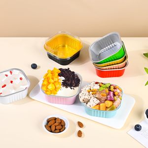Recyclable 300ml Aluminum <b>Foil</b> Cake <b>Container</b> Flan Pan Square Desserts Baking <b>Foil</b> Cups for Gathering Wedding Party - Product Image 3