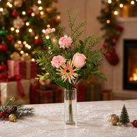 Bouquet de roses artificielles réalistes en soie, style rustique, pour décoration de table de salon, accessoires de photographie