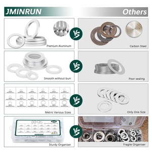 Kit de Tapones de Drenaje de Aceite con Arandela Métrica, 600 Piezas, M6 M8 M10 M12 M14 M16 M18 M20 M22 M24, Junta de Sellado de Aluminio - Product Image 2