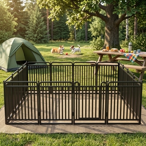 Valla de Ejercicio para Perros de Hierro Sólido Multipanel con Puerta de Entrada Segura, Diseño Moderno para Uso Interior/Exterior, para Cachorros - Product Image 1