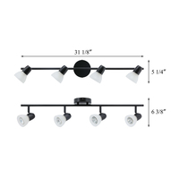 Entrepôt aux États-Unis Gu10 Flexible 4 têtes Led Spot éclairage noir fer dépoli abat-jour en verre plafonnier pour intérieur