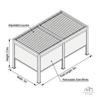 Pergola moderne en aluminium blanc thermolaqué avec stores motorisés intégrés, imperméable, bioclimatique, pour villa