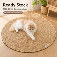 Tapis à gratter pour chat en nénuphar naturel écologique OEM, tissé à la main, rond, résistant à l'usure, sans perte de fibres, pour chats
