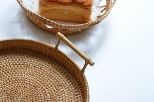 Hochwertiges Modernes Geflochtenes Rattan Einlagiges Gewürzaufbewahrungs- und Serviertablett-Set für Küche Obst Brot Snacks Weidenkorb - Product Image 6