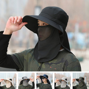 Bucket Hat With Face And <b>Neck</b> Cover Breathable Sun Protection For Outdoor Fishing Adults <b>Light</b> Gray - Product Image 5