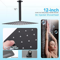 Ensemble de système de douche thermostatique noir mat dans le mur montage au plafond pluie 12 pouces robinets mélangeurs robinets accessoires de salle de bain