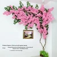 Arbre de cerisier en fleurs artificielles en soie, fleurs artificielles, décoration murale intérieure, plante grimpante pour fond de mur