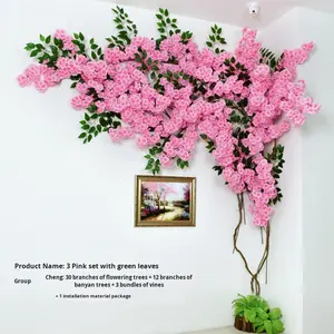 Arbre de cerisier en fleurs artificielles en soie, fleurs artificielles, décoration murale intérieure, <span class=keywords><strong>plante</strong></span> <span class=keywords><strong>grimpante</strong></span> pour fond de mur - Product Image 2