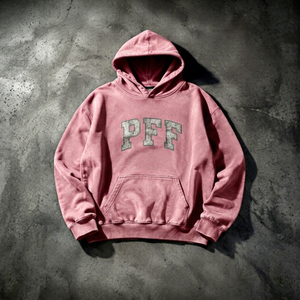 Sudadera con capucha rosa para mujer, jersey de punto de algodón con estampado de letras PFF, ropa informal de otoño - Product Image 1