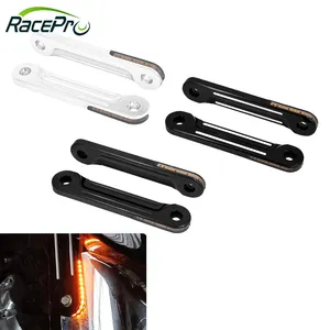 RACEPRO 오토바이 전면 충격 흡수 LED 플러시 포크 방향 지시등 할리 투어링로드 킹 글라이드 1998-2023