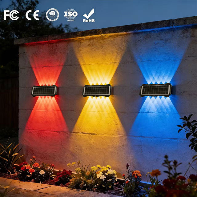 10 LED RGBW Outdoor Garden Solar Wall Lights Waterproof Solar Telescope Wall Lamps Premium Solar LED Lighting for Garden Office
