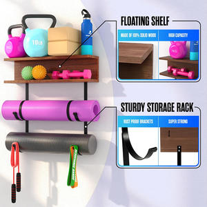 Jh-mech – rouleau en mousse et <span class=keywords><strong>porte</strong></span>-serviettes avec 3 crochets, sangle de Yoga suspendue et bandes de résistance, support <span class=keywords><strong>mural</strong></span> pour tapis de Yoga - Product Image 2