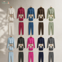 Ensemble de yoga 3 pièces OEM pour femmes : veste de yoga extensible, leggings de yoga taille haute, soutien-gorge de yoga fitness, 10 couleurs, vêtements de sport de yoga