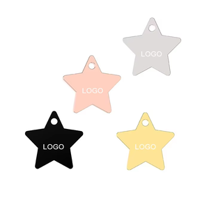 Fornitura diretta Logo personalizzato <span class=keywords><strong>a</strong></span> forma di <span class=keywords><strong>stella</strong></span> in metallo etichette Anti-perdita in acciaio inox incisione Laser lucidata carta di identità Pet tag - Product Image 1