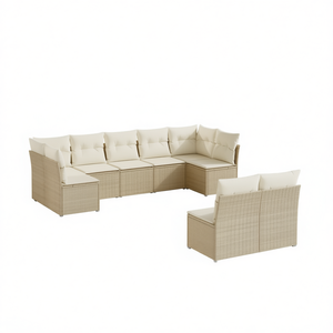 Ensemble de canapés de jardin en rotin avec structure en acier thermolaqué, 6 places, design contemporain pour usage extérieur - Product Image 1