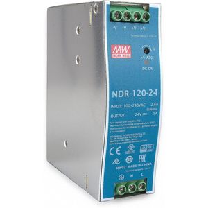 หมายถึงดี NDR-120-24แหล่งจ่ายไฟแบบสลับ5A 24Vdc เอาต์พุตคู่รางดินอุตสาหกรรม - Product Image 1