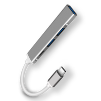 Mini Hub extenseur en alliage d'aluminium de Type C USB 3.0, Module privée, 4 en 1