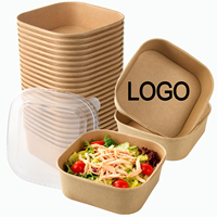 Bol en papier kraft vert avec couvercle, compatible cuisinière à induction, qualité alimentaire pour salades, collations, bonbons, hamburgers, biscuits - Offre d'échantillon