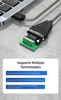 DTECH IOT5072 Adaptador Convertidor de Puerto Serie USB 2.0 a RS485, Cable de Comunicación con Chip PL2303GR