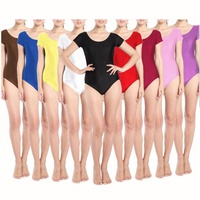Justaucorps de danse classique à manches courtes pour femmes et filles, vêtements de performance, justaucorps de gymnastique