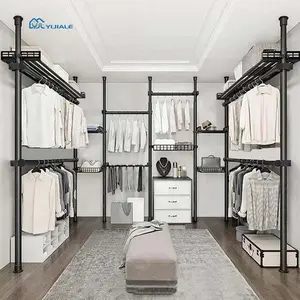 Draagbare Metalen Garderobekast Kleding Slaapkamer Garderobe Stalen Frame Luxe Kast Ontwerp