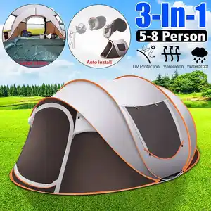 사용자 정의 자동 가족 캠핑 야외 방수 3-4 또는 5-8 사람 휴대용 자동 인스턴트 텐테 돔 팝업 침대 텐트