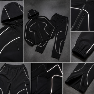 Conjunto <span class=keywords><strong>de</strong></span> Chaqueta y Pantalones Reflectantes con Bordado Personalizado, Dos Piezas, Ropa Deportiva, Techwear, para Correr <span class=keywords><strong>de</strong></span> Noche - Product Image 3