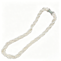 Collier de perles torsadées à trois rangs, perles d'eau douce semi-rondes de 3-4 mm, fermoir à vis en or 14 carats, bijoux en gros