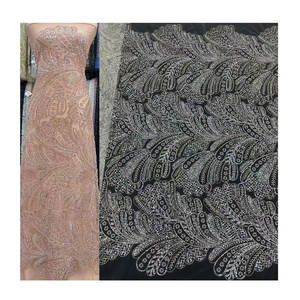 Tessuto di pizzo con perline in pizzo tessuto di cristallo <span class=keywords><strong>Swarovski</strong></span> - Product Image 1