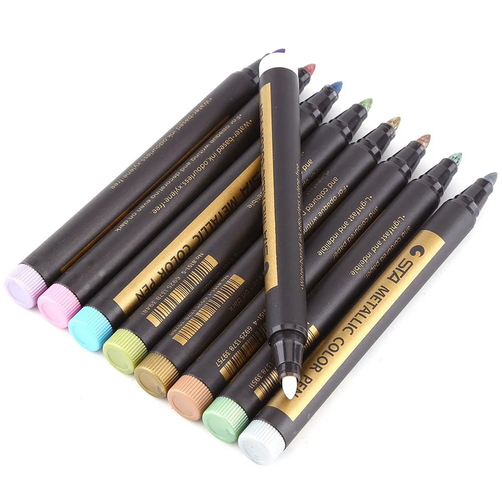 โลหะปากกาสีรอบเคล็ดลับ26สีโลหะสำหรับนักเรียน DIY,ภาพ,อัลบั้มวาด