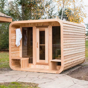 Sauna extérieur électrique moderne et zone de <span class=keywords><strong>repos</strong></span>, <span class=keywords><strong>maison</strong></span> en bois préfabriquée, bain à remous, villa en bois massif - Product Image 3