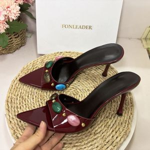 Talons Chic Slipper Fashion Colorful Diampnd Sexy Shoes Summer <b>Heels</b> for Women Ladies - Product Image 6
