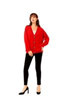 Cardigan en maille ample à col en V, manches classiques, pull oversize, vêtement d'extérieur anti-boulochage pour l'automne, vente en gros