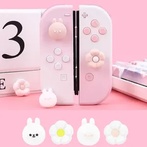 Pour Nintend Switch <span class=keywords><strong>Ledo</strong></span>/Lite/Joy-con Thumbstick Case Cute Rabbit Flower Cameo Silicone Soft Thumb Stick Grip Cap Joystick Cover - Product Image 1