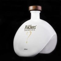 Botella de Vidrio Blanca Personalizada de 500 ml para Aceite de Oliva con Tapón de Corcho, Logotipo, Color y Forma Personalizables