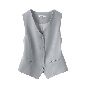 Abito <span class=keywords><strong>gilet</strong></span> <span class=keywords><strong>grigio</strong></span> giacca da <span class=keywords><strong>donna</strong></span> nuovi top <span class=keywords><strong>gilet</strong></span> corti senza maniche - Product Image 2