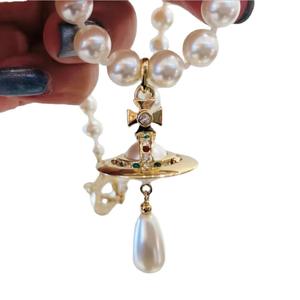 Collar de Perlas en Forma de Gota de Agua, Diseño Retro Nana, Chapado en Oro, para Mujer, Estilo Moderno, Joyería de Aniversario - Product Image 5