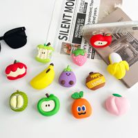 Coque de téléphone transparente avec coussin d'air et support paresseux, motif fruits simulés, pour visionnage de séries sur bureau
