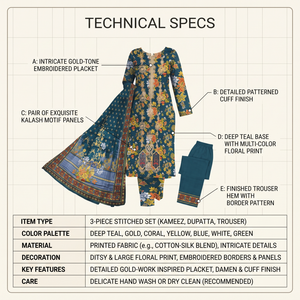 Women 2 Piece Printed Lawn Suit Floral Embroidered Shalwar Kameez South Asian Ethnic Wear Spring Summer Ready Wear Wrinkle-Free - Product Image 5