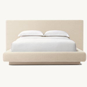 RH MULHOLLAND LIT À PANNEAU EN TISSU ENTIÈREMENT REMBOURRÉ Cadre de lit de luxe <span class=keywords><strong>King</strong></span> Size avec tête de lit en tissu beige Mobilier de chambre à coucher moderne - Product Image 6