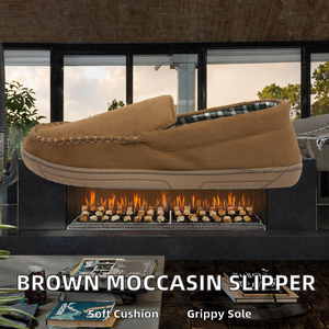 The <strong>Slipper</strong> Company <strong>Mens</strong> Moccasin Brown <strong>Slipper</strong> with Memory Foam Midsole and Rubber Outsole-Size 8 <strong>UK</strong> - Product Image 2
