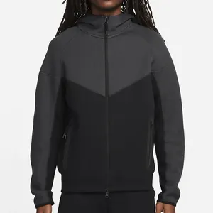 Mode Nieuw Design Hoge Kwaliteit Licht Paars Zwaargewicht 400gsm Ademende Kleur Blok Full Rits Hoodie Voor Mannen