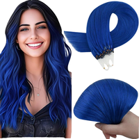 Extensions de cheveux humains brésiliennes RUNATURE Micro Loop Remy lisses bleues 18 pouces 25g 25 mèches double trame machine sans produits chimiques