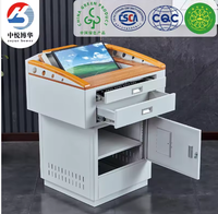 Pupitre relevable multifonctionnel moderne en verre pour la diffusion multimédia, avec design écologique et durable, idéal pour les écoles et les hôtels