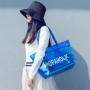 Sac fourre-tout transparent en PVC, grande capacité, écologique, coloré, imperméable, avec logo personnalisé, vente en gros - Product Image 1