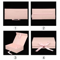Boîte cadeau magnétique blanche personnalisée avec fermeture à ruban, logo en feuille d'or, emballage de luxe à rabat pour extensions de cheveux et perruques
