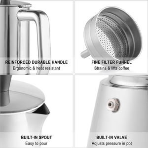 Meilleur cadeau, ensemble de 5 cafetières à expresso portables en acier inoxydable de style américain, ensemble cadeau, kit de café de voyage et de camping, moulin à café manuel - Product Image 5