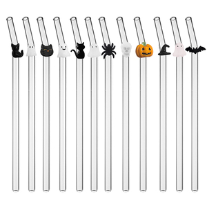 Pailles en <span class=keywords><strong>verre</strong></span> 16 oz, pailles en <span class=keywords><strong>verre</strong></span> borosilicate <span class=keywords><strong>de</strong></span> haute qualité, série Halloween, pailles en <span class=keywords><strong>verre</strong></span> réutilisables, disponibles en plusieurs couleurs - Product Image 1